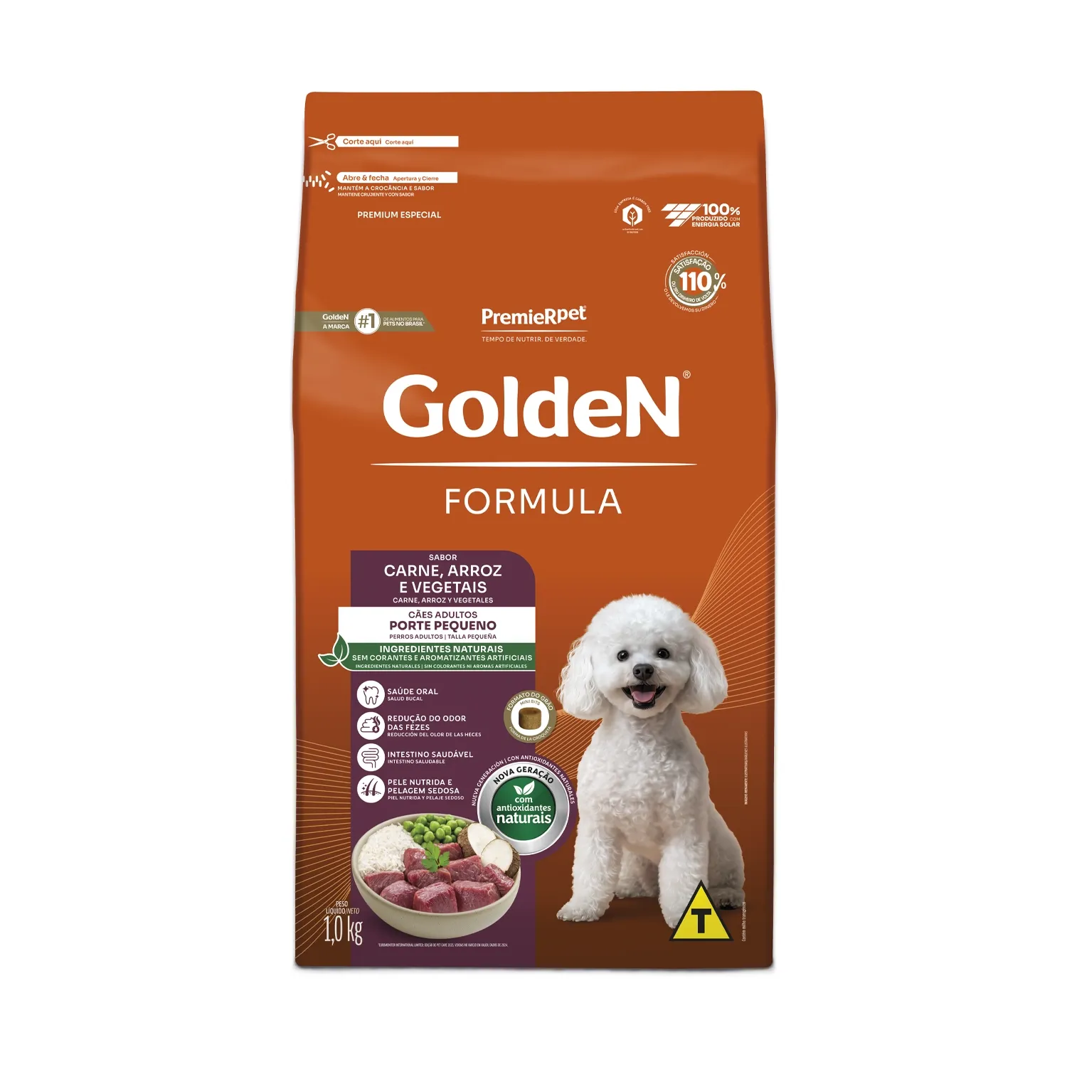 7897348205258_0 Ração Golden Formula Cães Adultos Raças Pequenas Carne e Arroz Mini Bits - Imagem 1